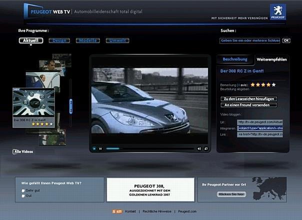 Peugeot startet webTV. Foto: Peugeot